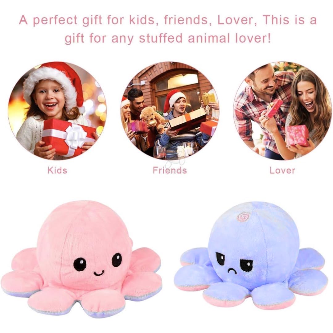 Storio Toy Octopus Plushie Reversible Soft Toys for Kids | Plush Soft Toys for Baby Boys and Girls| Best Gift | Octopus Soft Toy for Kids -PurplePink
