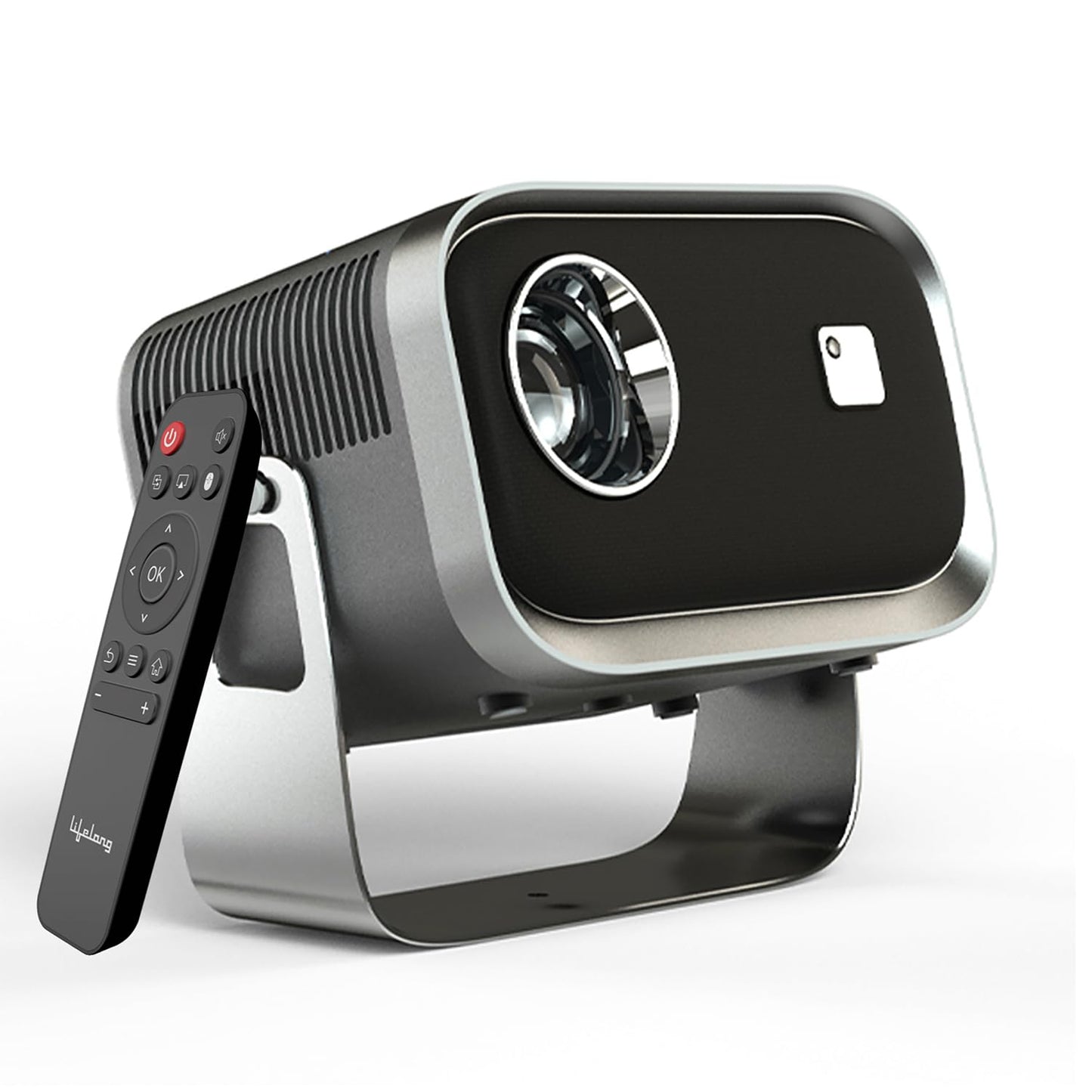 Lifelong Lightbeam Smart Projector for Home 4K Support, Native 720p HD Resolution, 2500 Lumen, Rotabable Design, Speaker, Android 11 with Built-in Apps (Netflix, Prime, Youtube) WiFi, 100''Max Display