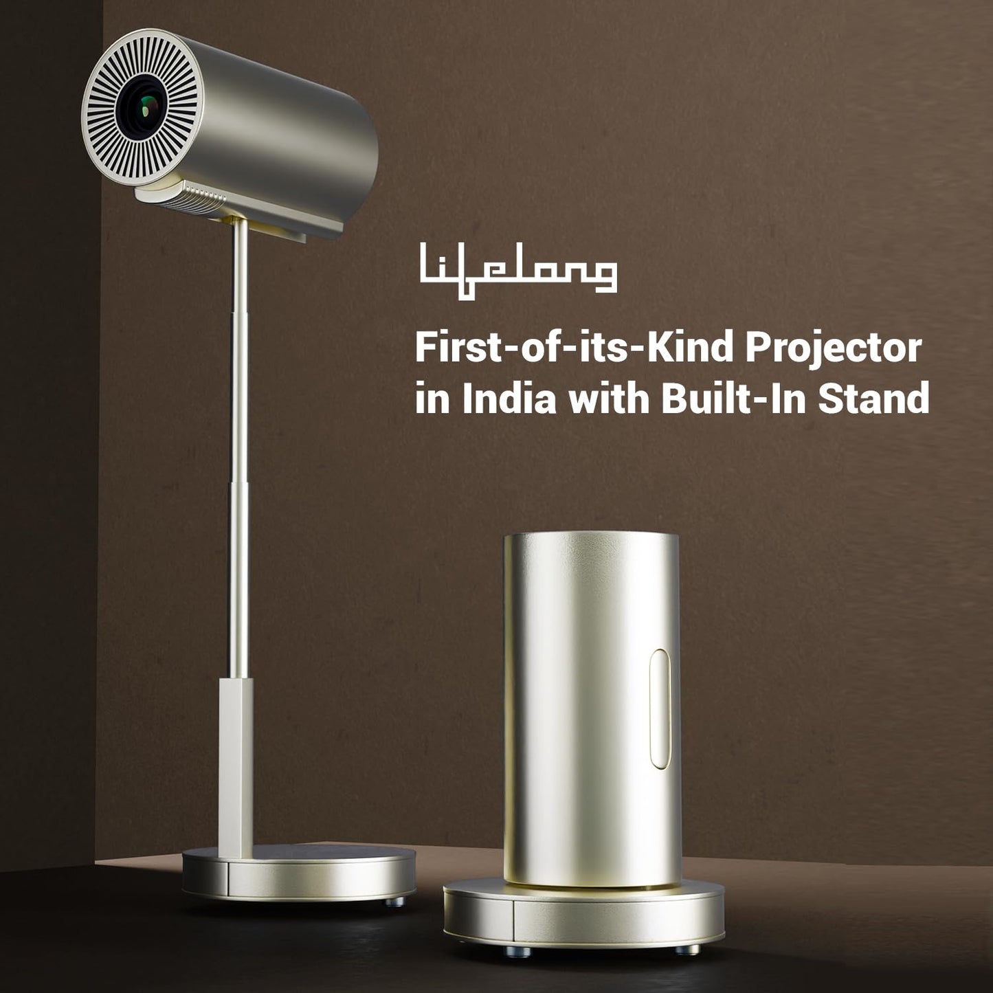 Lifelong Lightbeam Smart Projector for Home 4K Support, Native 720p HD Resolution, 2500 Lumen, Rotabable Design, Speaker, Android 11 with Built-in Apps (Netflix, Prime, Youtube) WiFi, 100''Max Display