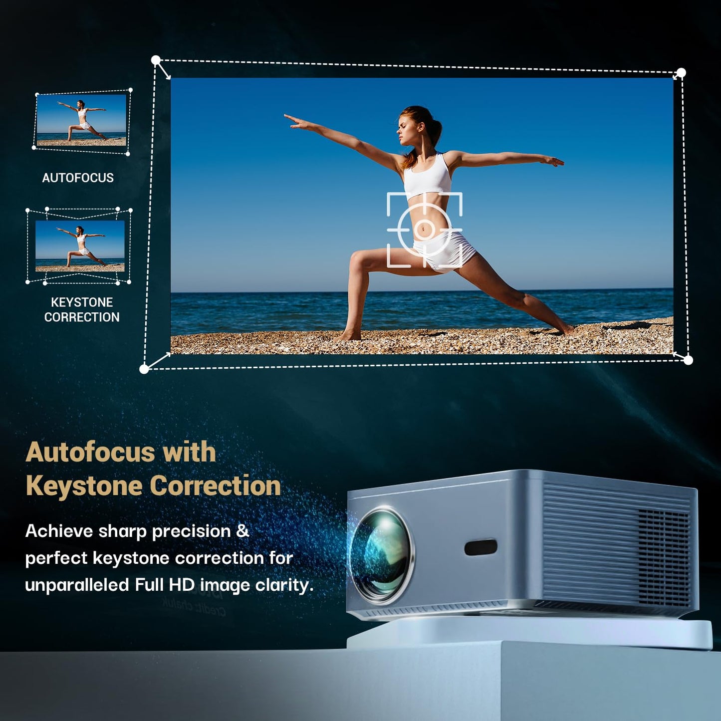 Lifelong Lightbeam Smart Projector for Home 4K Support, Native 720p HD Resolution, 2500 Lumen, Rotabable Design, Speaker, Android 11 with Built-in Apps (Netflix, Prime, Youtube) WiFi, 100''Max Display