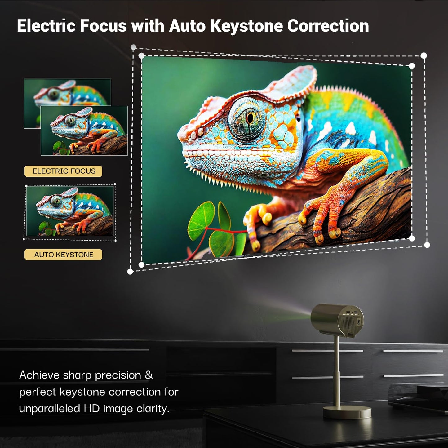 Lifelong Lightbeam Smart Projector for Home 4K Support, Native 720p HD Resolution, 2500 Lumen, Rotabable Design, Speaker, Android 11 with Built-in Apps (Netflix, Prime, Youtube) WiFi, 100''Max Display