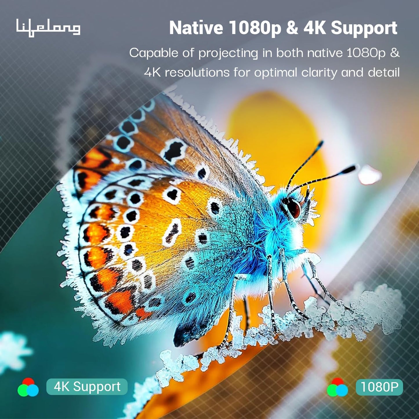 Lifelong Lightbeam Smart Projector for Home 4K Support, Native 720p HD Resolution, 2500 Lumen, Rotabable Design, Speaker, Android 11 with Built-in Apps (Netflix, Prime, Youtube) WiFi, 100''Max Display