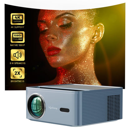 Lifelong Lightbeam Smart Projector for Home 4K Support, Native 720p HD Resolution, 2500 Lumen, Rotabable Design, Speaker, Android 11 with Built-in Apps (Netflix, Prime, Youtube) WiFi, 100''Max Display