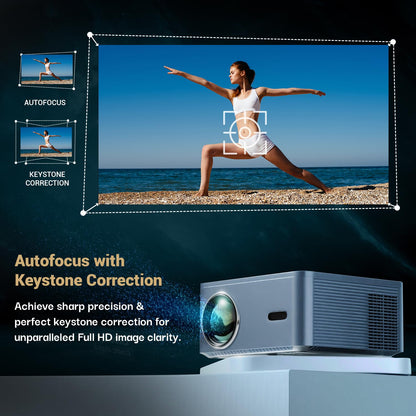 Lifelong Lightbeam Smart Projector for Home 4K Support, Native 720p HD Resolution, 2500 Lumen, Rotabable Design, Speaker, Android 11 with Built-in Apps (Netflix, Prime, Youtube) WiFi, 100''Max Display