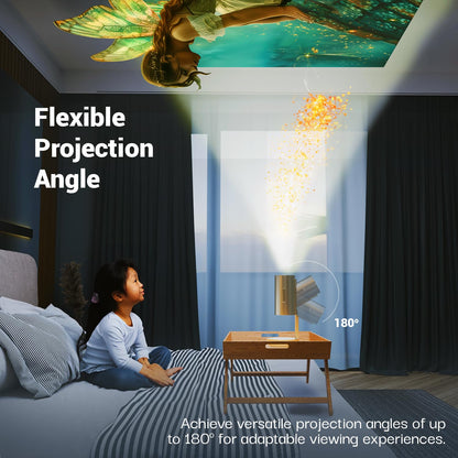 Lifelong Lightbeam Smart Projector for Home 4K Support, Native 720p HD Resolution, 2500 Lumen, Rotabable Design, Speaker, Android 11 with Built-in Apps (Netflix, Prime, Youtube) WiFi, 100''Max Display